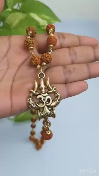 OM Shiva Trishool Rudraksha Necklace 54 Beads